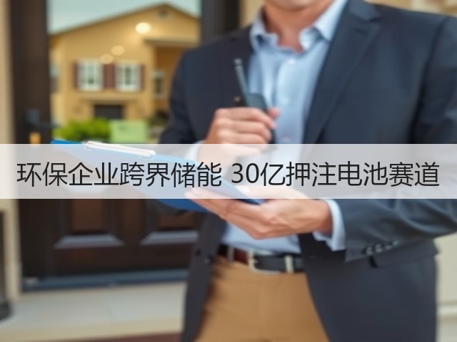 环保企业跨界储能 30亿押注电池赛道